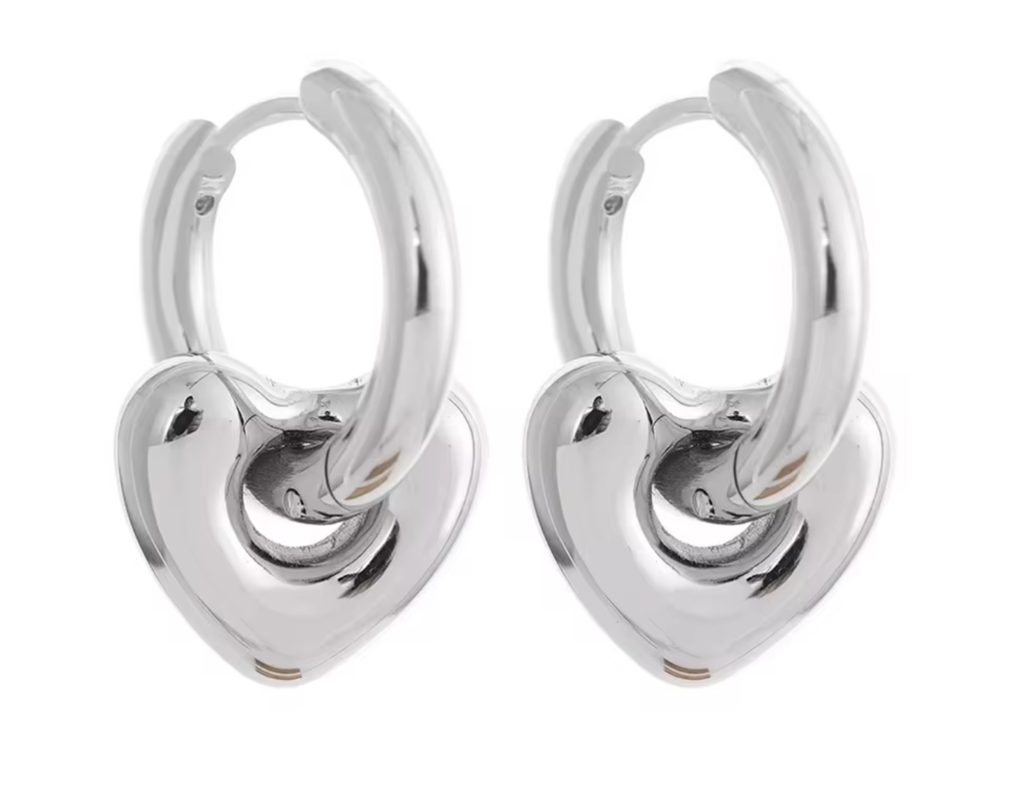 Aretes Heart plateados